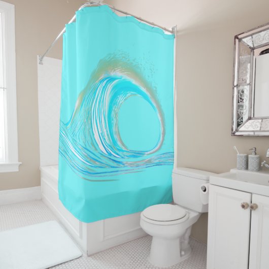 Rideaux De Douche Plage turquoise (En situation)