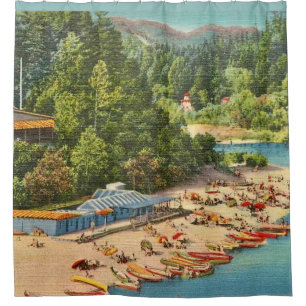 Rideaux De Douche Plage vintage de la rivière russe