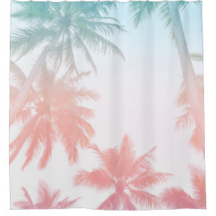 Rideaux De Douche Plage Vintage Sunset Palm Trees