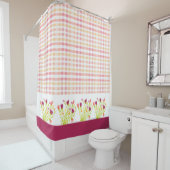 Rideaux De Douche Plaid Avec Accenté Floral (En situation)