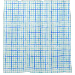 Rideaux De Douche Plaid Beach Cottage au bord de l'eau Watercolor St