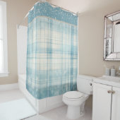 Rideaux De Douche Plaid bleu (En situation)