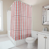 Rideaux De Douche Plaid de buffle gris et rouge (En situation)