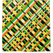 Rideaux De Douche Plaid en diagonale moderne verte, orange et jaune (Devant)