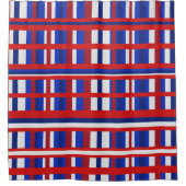 Rideaux De Douche Plaid en rouge, blanc et bleu (Devant)