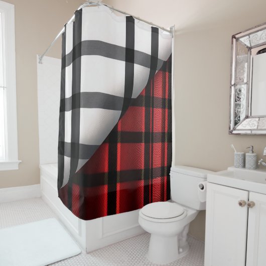 Rideaux De Douche Plaid Moderne Abstraite Rouge Noir Plaid Collectio (En situation)