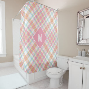 Rideaux De Douche Plaid Monogramme personnalisé / Motif Tartan