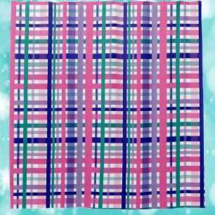 Rideaux De Douche Plaid Motif violet Turquoise Marine bleu rose
