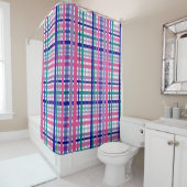 Rideaux De Douche Plaid Motif violet Turquoise Marine bleu rose (En situation)