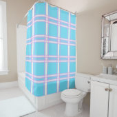 Rideaux De Douche Plaid rose et bleu (En situation)