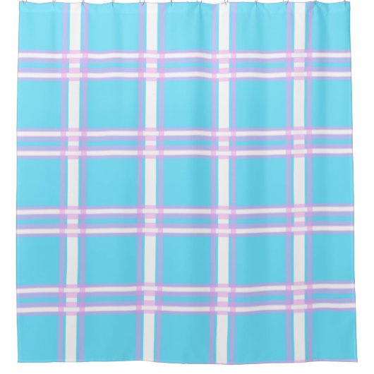 Rideaux De Douche Plaid rose et bleu (Devant)