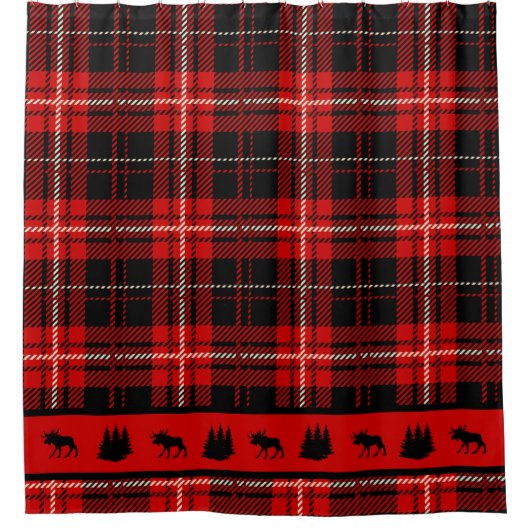 Rideaux De Douche Plaid rouge orignal cabine (Devant)