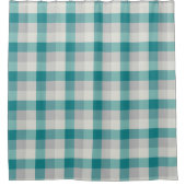 Rideaux De Douche Plaid Rustique Turquoise Gris Beige (Devant)