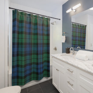 Rideaux De Douche Plaid Tartan Green Blue Motif Rustic Campbell