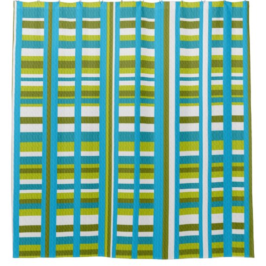 Rideaux De Douche Plaid vert turquoise, olive et citron vert (Devant)