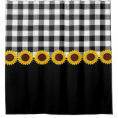 Rideaux De Douche Plaids rustiques noir et blanc Motif de tournesol  (Devant)