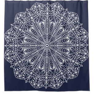 Rideaux De Douche Plan blanc Bohème Floral Mandala