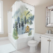 Rideaux De Douche Plan forestier de l'aquarelle (En situation)