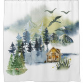 Rideaux De Douche Plan forestier de l'aquarelle (Devant)