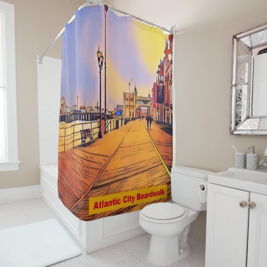 Rideaux De Douche Planche de la Plage Pop Art (En situation)