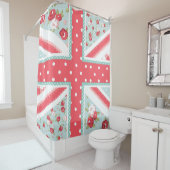 Rideaux De Douche Planche folk chic British Union Jack Pastels (En situation)