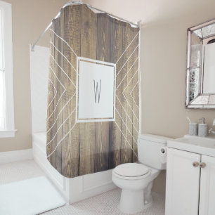 Rideaux De Douche Planches en bois de style scandinave & Flèches bla