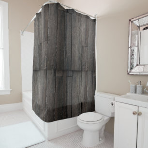 Rideaux De Douche planches en bois foncées