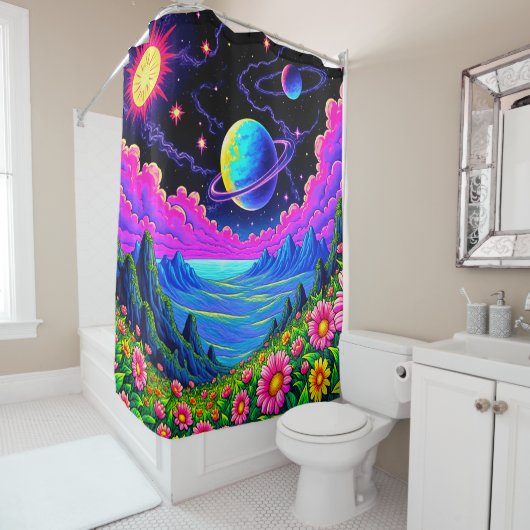 Rideaux De Douche Planète (En situation)