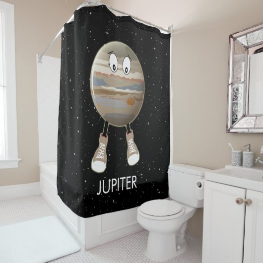 Rideaux De Douche Planète Jupiter & Étoiles (En situation)