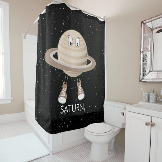 Rideaux De Douche Planète Saturne & étoiles (En situation)