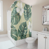 Rideaux De Douche Plantes d'aquarelle tropicale : motif transparent. (En situation)