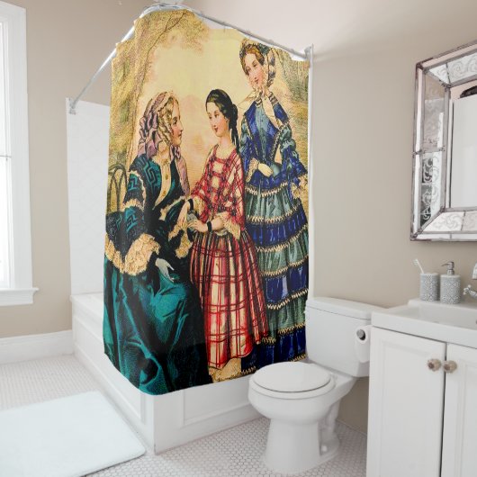 Rideaux De Douche Plaque de mode française 1852 (En situation)