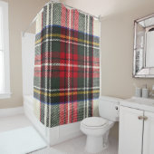 Rideaux De Douche Plaque écossaise rouge et blanche écossaise. (En situation)