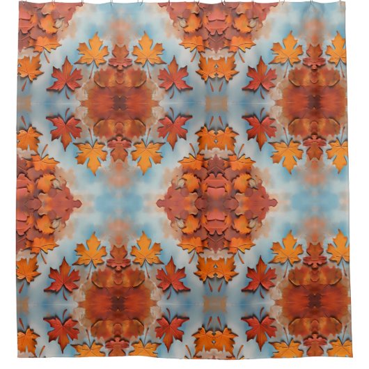 Rideaux De Douche Plaques de conception en miroir feuille d'érable (Devant)