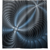 Rideaux De Douche Plastique bleu gris 3D Fractal Art moderne Abstrai (Devant)