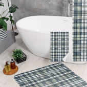 Rideaux De Douche Plat blanc blanc vert bleu Denim Sage