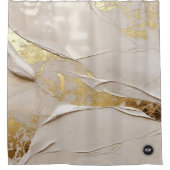 Rideaux De Douche Plâtre Texturé Or Rose Monogrammé Abstrait (Devant)