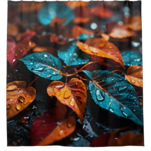 Rideaux De Douche "Pluie d'automne : Feuilles d'automne vibrantes"