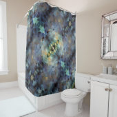 Rideaux De Douche Plum Abstrait Aqua et triangles or (En situation)