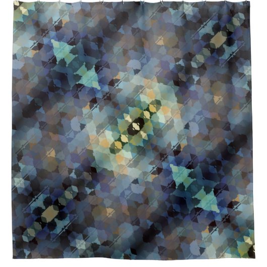 Rideaux De Douche Plum Abstrait Aqua et triangles or (Devant)