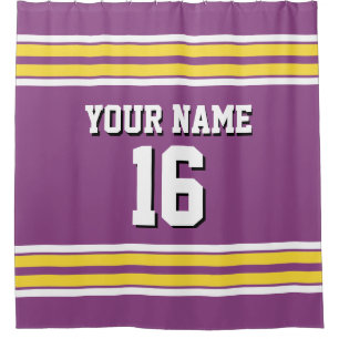 Rideaux De Douche Plum avec rayures blanches jaunes Sports Jersey