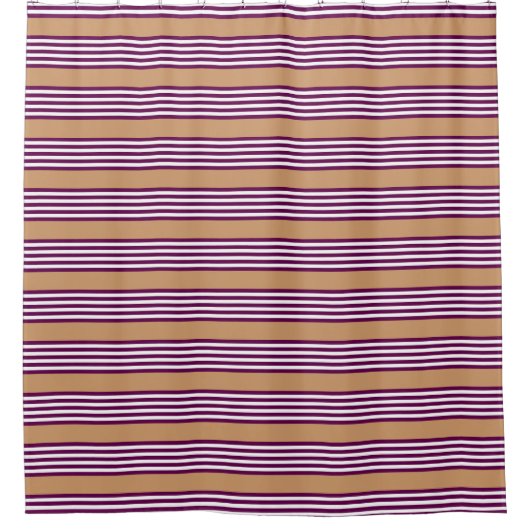 Rideaux De Douche Plum et blanc cinq bandes motif avec bronzage (Devant)