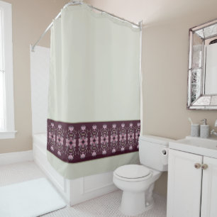 Rideaux De Douche Plum Gris Doux Bourgogne Avec Rose Pastel