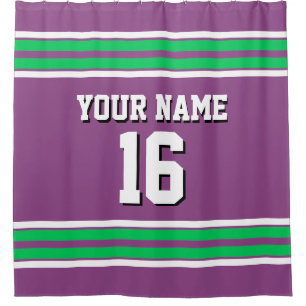 Rideaux De Douche Plum violet Emeraude vert émeraude Wt Stripes Spor