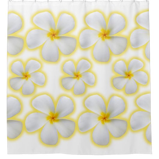 Rideaux De Douche Plumeria blanche hawaïenne Fleurs sur blanc (Devant)