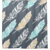 Rideaux De Douche Plumes bronzages turquoises de tribal de Boho (Devant)