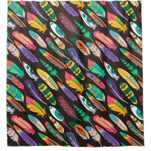 Rideaux De Douche Plumes colorées (Devant)