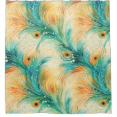 Rideaux De Douche Plumes de paon à crème orange turquoise (Devant)