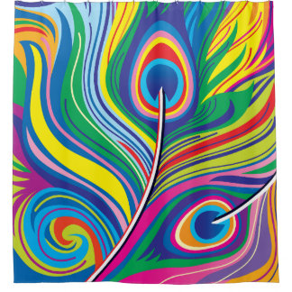 Rideaux De Douche Plumes de paon Art Abstrait