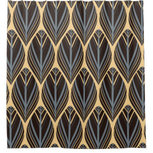 Rideaux De Douche plumes de style indien motif sans couture en argen